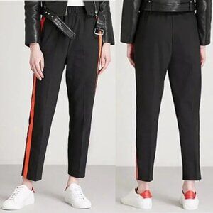Maje  Pensee Pants Straight Leg High Rise Side Stripe Black/Orange Size XS